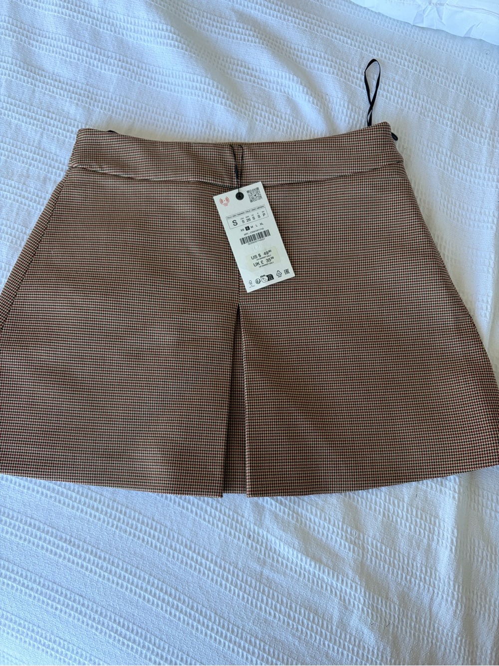 Women's Brown Plaid Pleated Mini Skirt
